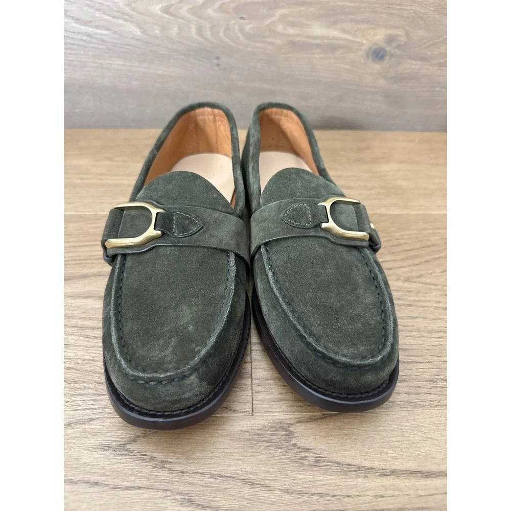 Ralph Lauren Purple Label Perrin Loafer Mens 8.5 D Petrol Olive Calf Suede Italy